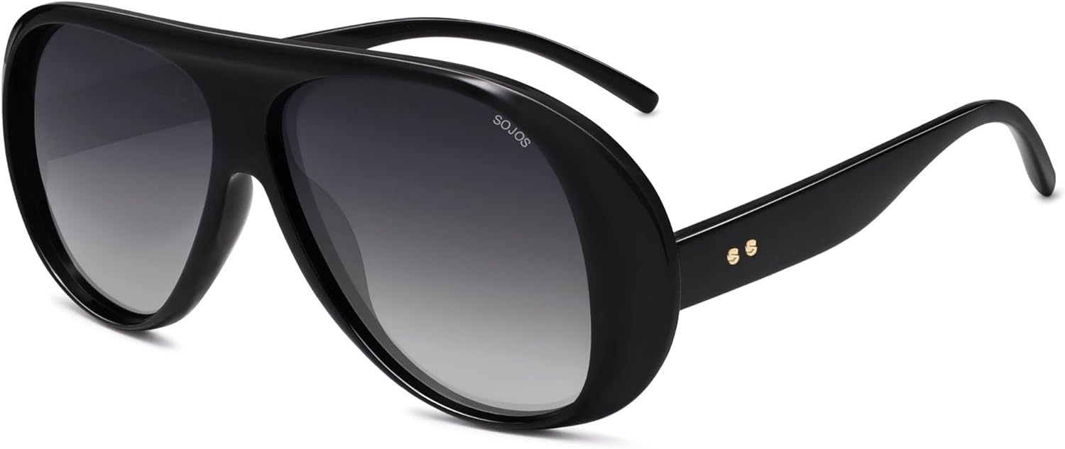 

Солнцезащитные очки SOJOS Retro Polarized Oversized Aviator в стиле 90-х, модные винтажные квадратные, для женщин и мужчин, модель SJ2661, Black Frame Grey Grading Lens