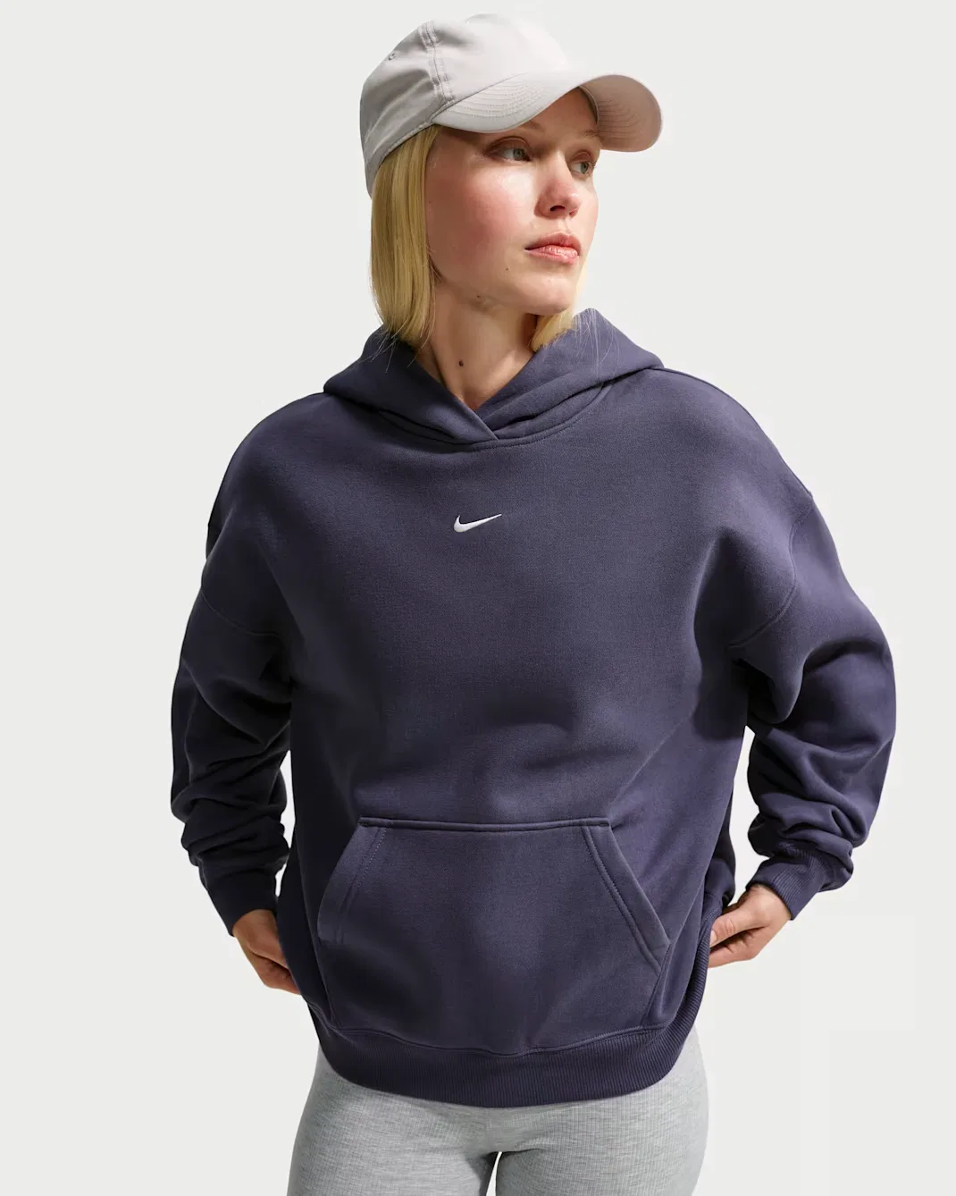 Женская толстовка с капюшоном оверсайз Nike Studio Fleece Medium Weight, Gridiron/Sail