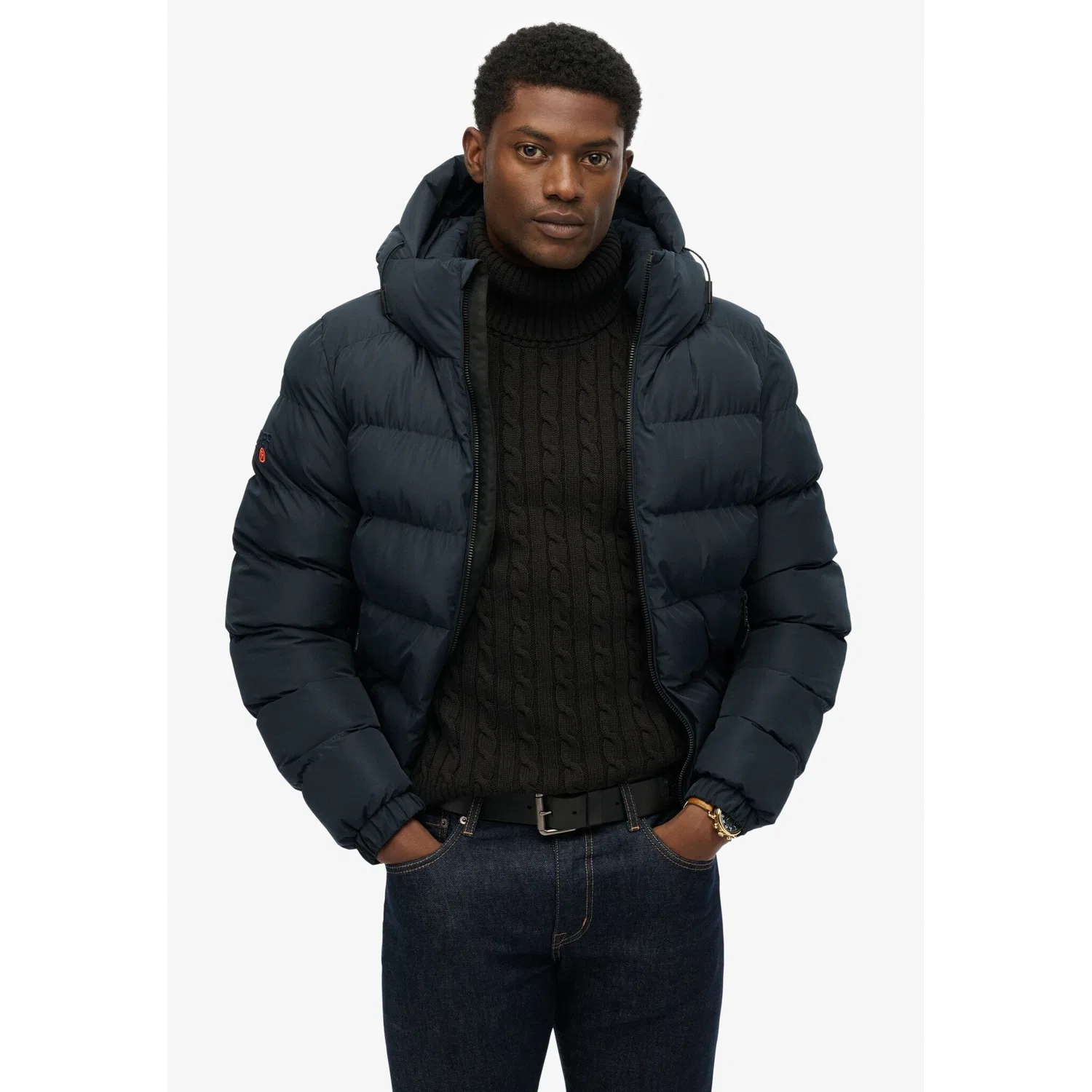 Мужская стеганая куртка с капюшоном Superdry, Eclipse Navy