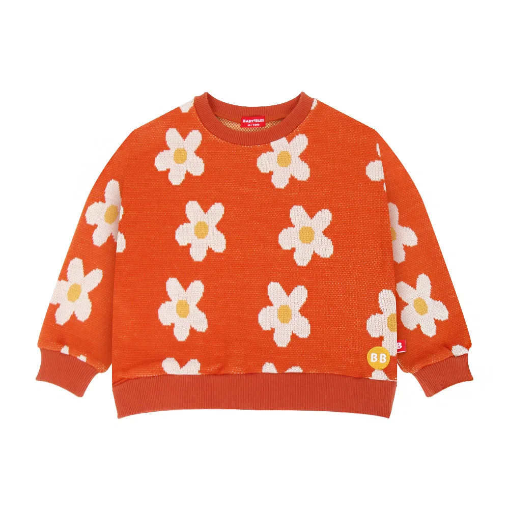 Детский свитер с принтом Egg Flower BABYBLEE, Dark Orange