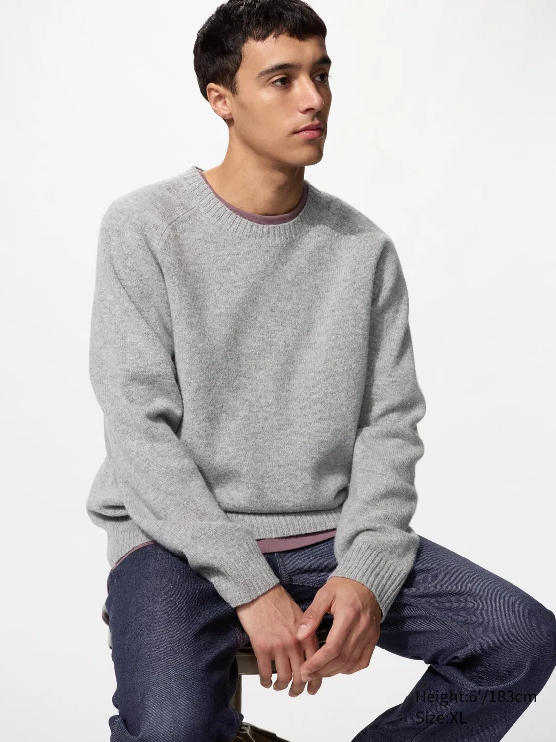 Свитер Uniqlo, мужской, серый