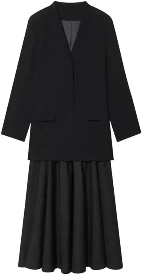 Женское платье-пиджак с длинным рукавом, Office Chic, Black