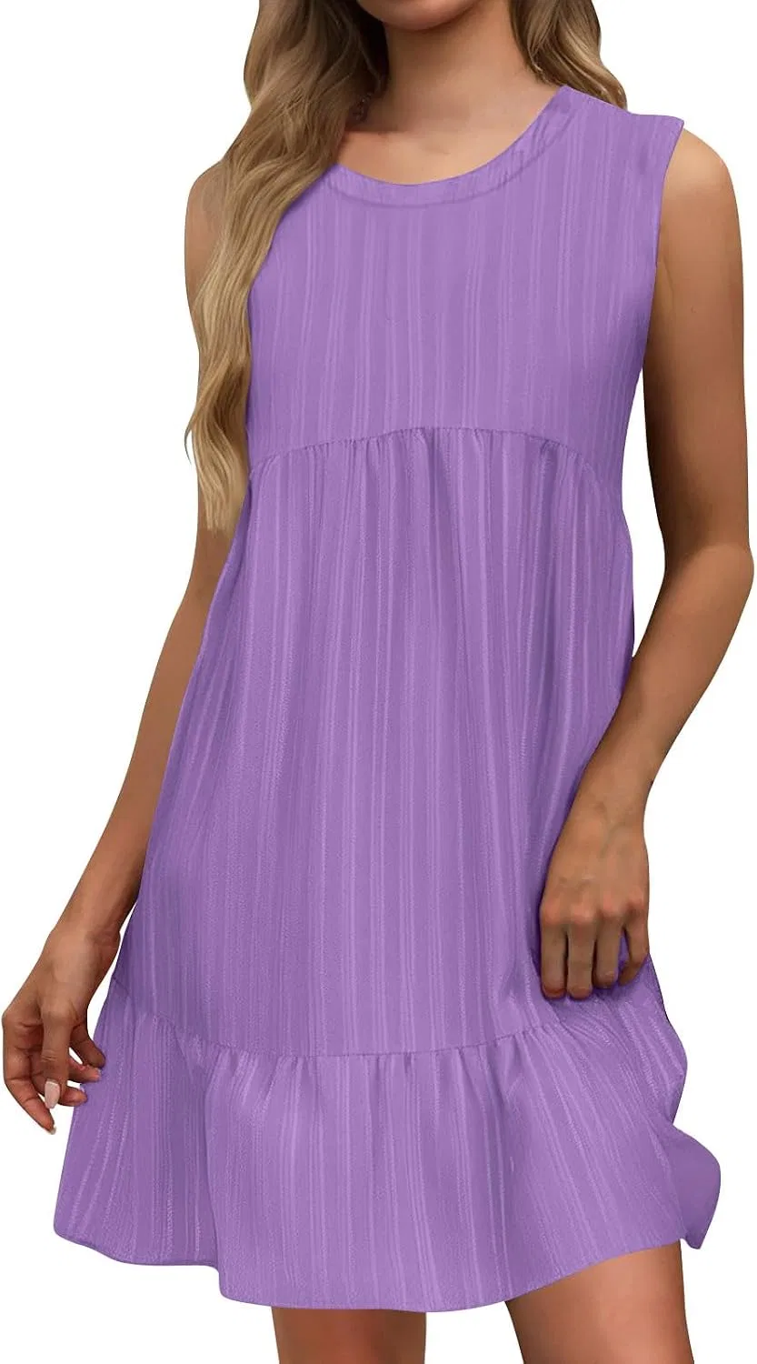Женское летнее платье-майка A-line с оборками, Purple