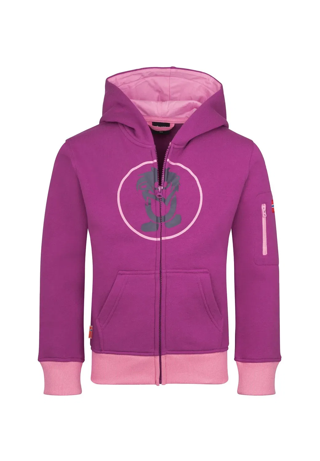 139 унисекс - толстовка на молнии Trollkids, Fresh Berry/Candy Pink