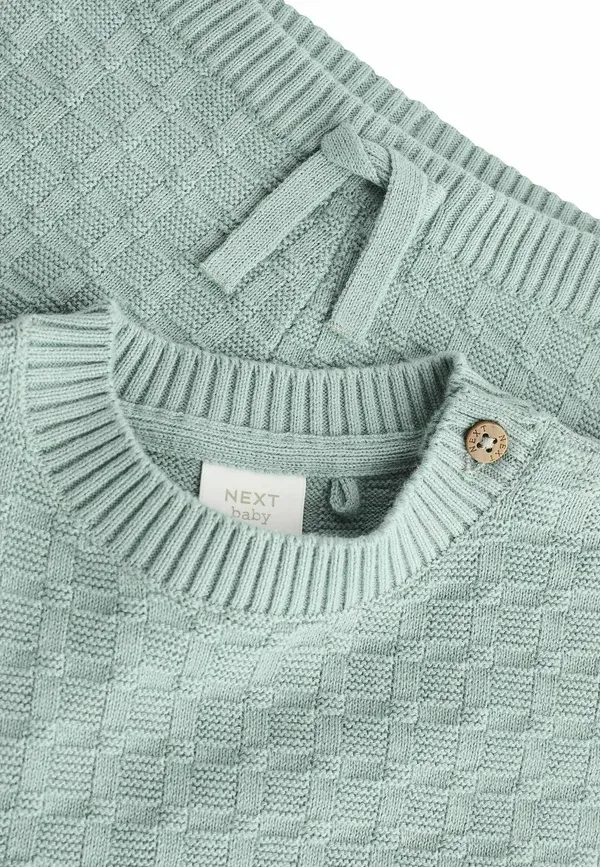 Комплект джемпер и брюки из хлопка, Textured set - jumper, Next, Mineral — фото 4