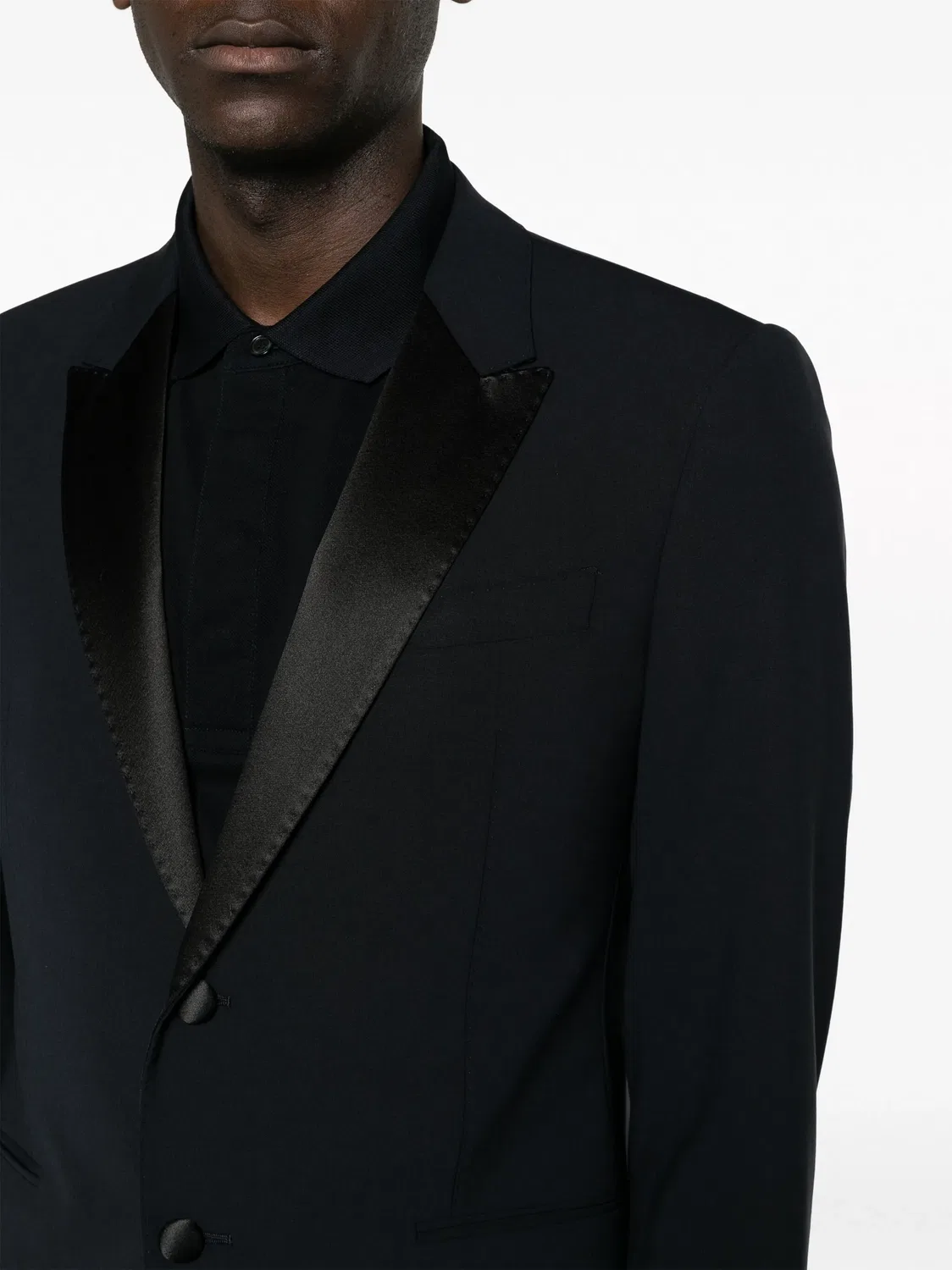 Костюм с пиком из шершащей смесью Emporio Armani, темно-синий — фото 4