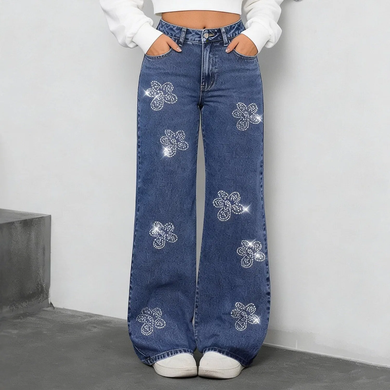 Женские джинсы с принтом Palace Denim, Zb-blue — фото 3