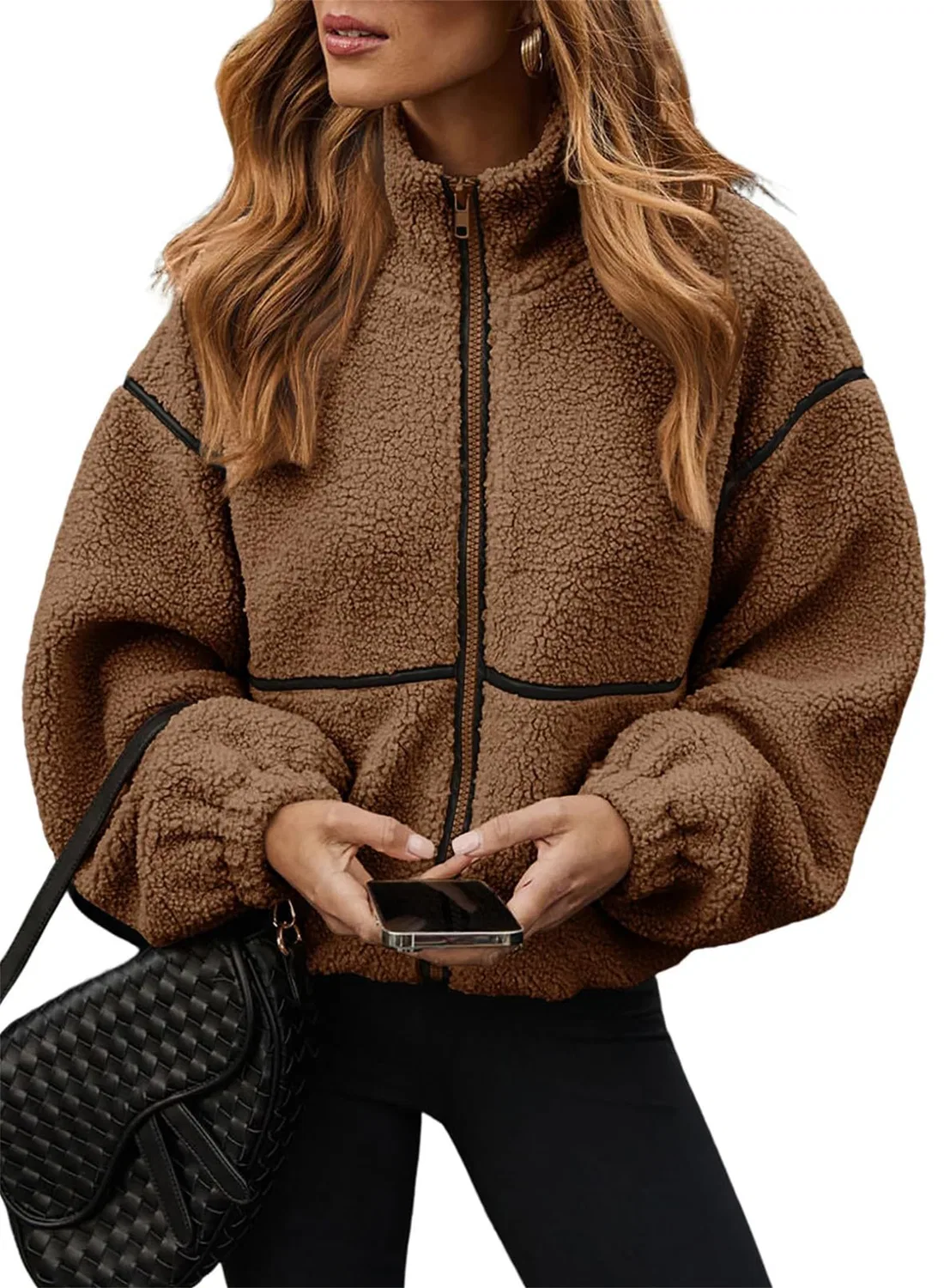 Женская куртка с флисом, оверсайз, с принтом, Patchwork Jackets, Marrone