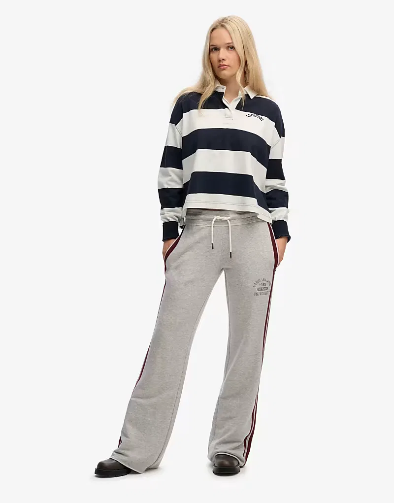 Спортивные брюки Superdry Athletic Essentials в полоску, серый меланжа