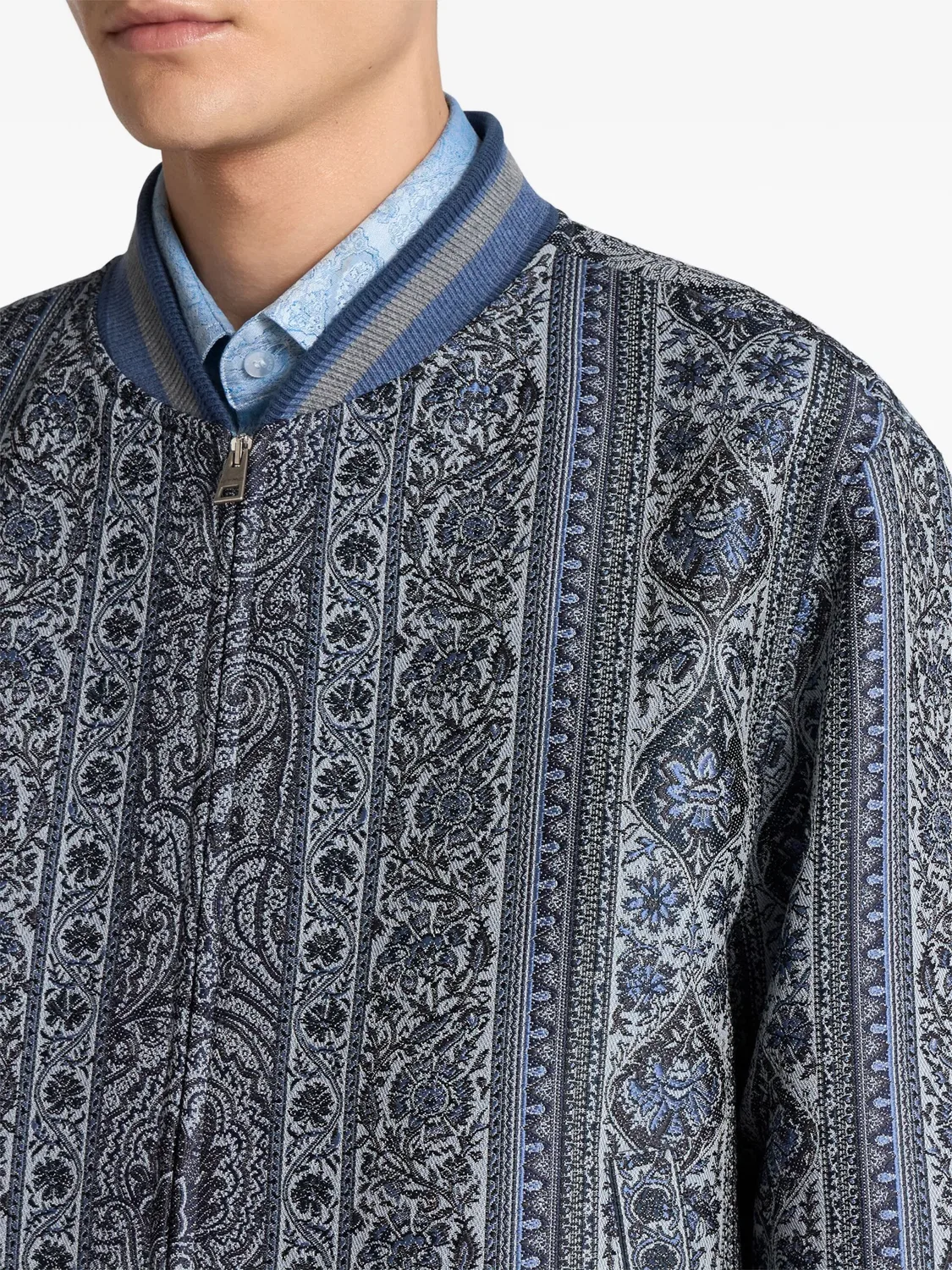Бомбер из смеси полиэстера, хлопка и шерсти ETRO, синий — фото 3