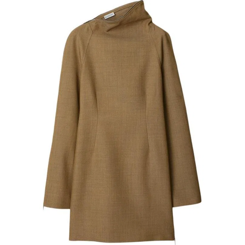 Женское шерстяное платье с длинным рукавом Burberry, Brown