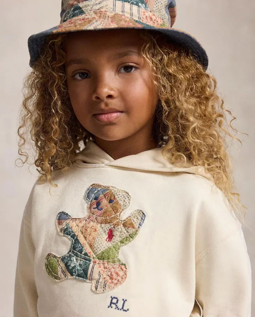 Детская худи для девочек с принтом Osito Polo Ralph Lauren, Crema — фото 2