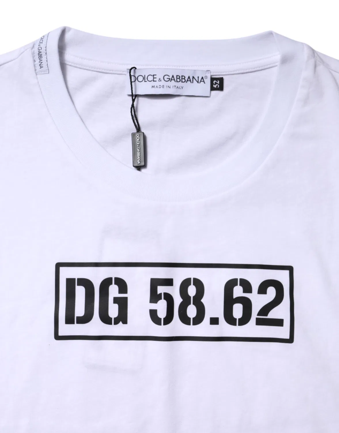 Мужская футболка с принтом логотипа White Cotton Logo Print Crew Neck T-shirt Dolce & Gabbana, White — фото 4