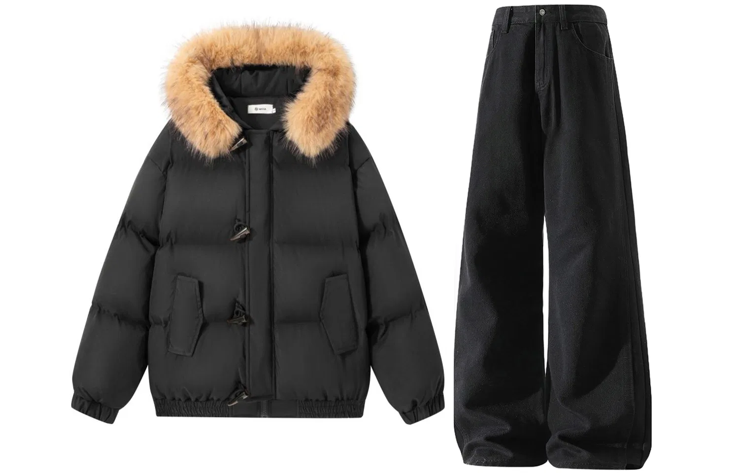 Детский комплект из утепленного худи с капюшоном и брюк, X1617, Black Puffer Jacket+Yellow Mud Pants, Black/Yellow — фото 4