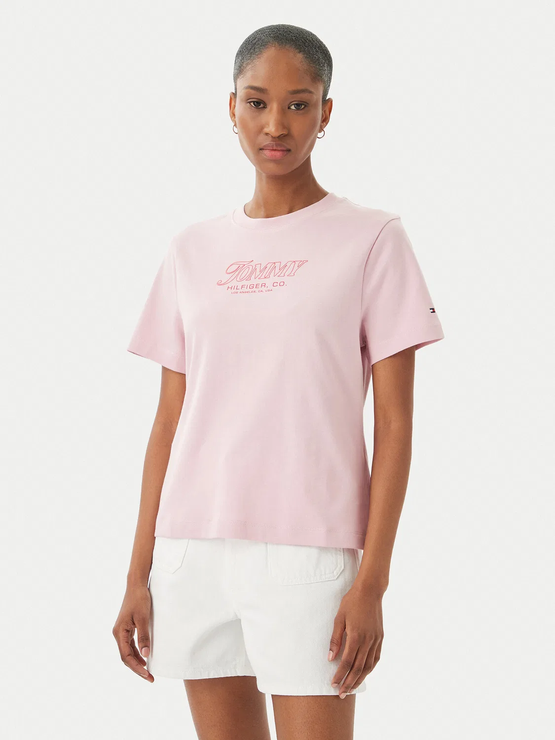 Женская футболка стандартного кроя Logo Interlock Tommy Hilfiger, светло-розовый