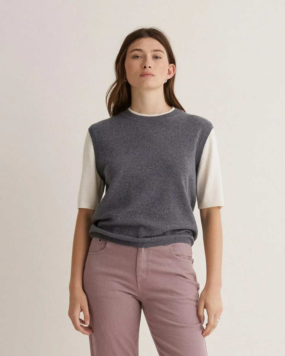 

Женский джемпер с коротким рукавом и круглым вырезом Yerse, серый