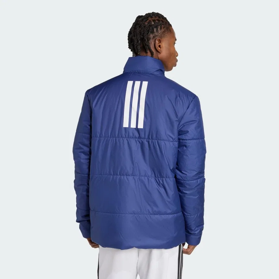 Мужская утепленная куртка с принтом 3-Stripes adidas Sportswear BSC Climawarm, Midi, Синий — фото 2