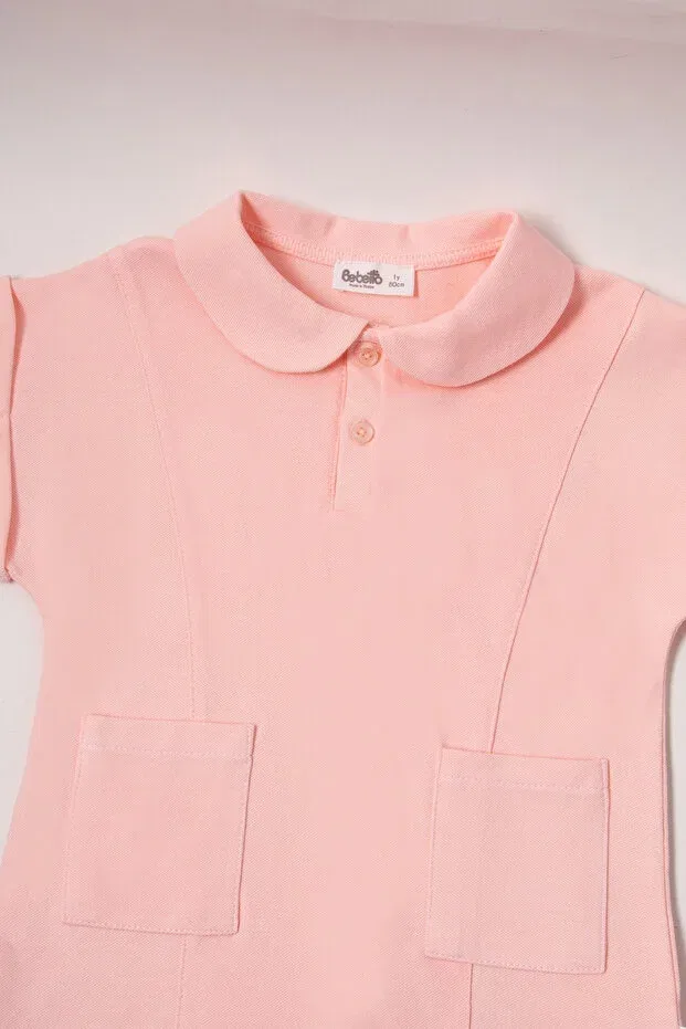 Детское платье для девочек пике с длинным рукавом Bebetto, Pink — фото 4