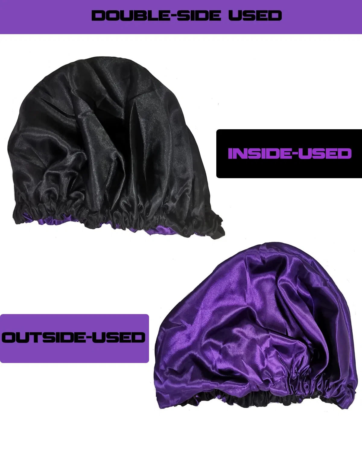 Шапочка для душа Double Sided Satin Bonnet, MUFEKUM, Purple — фото 2