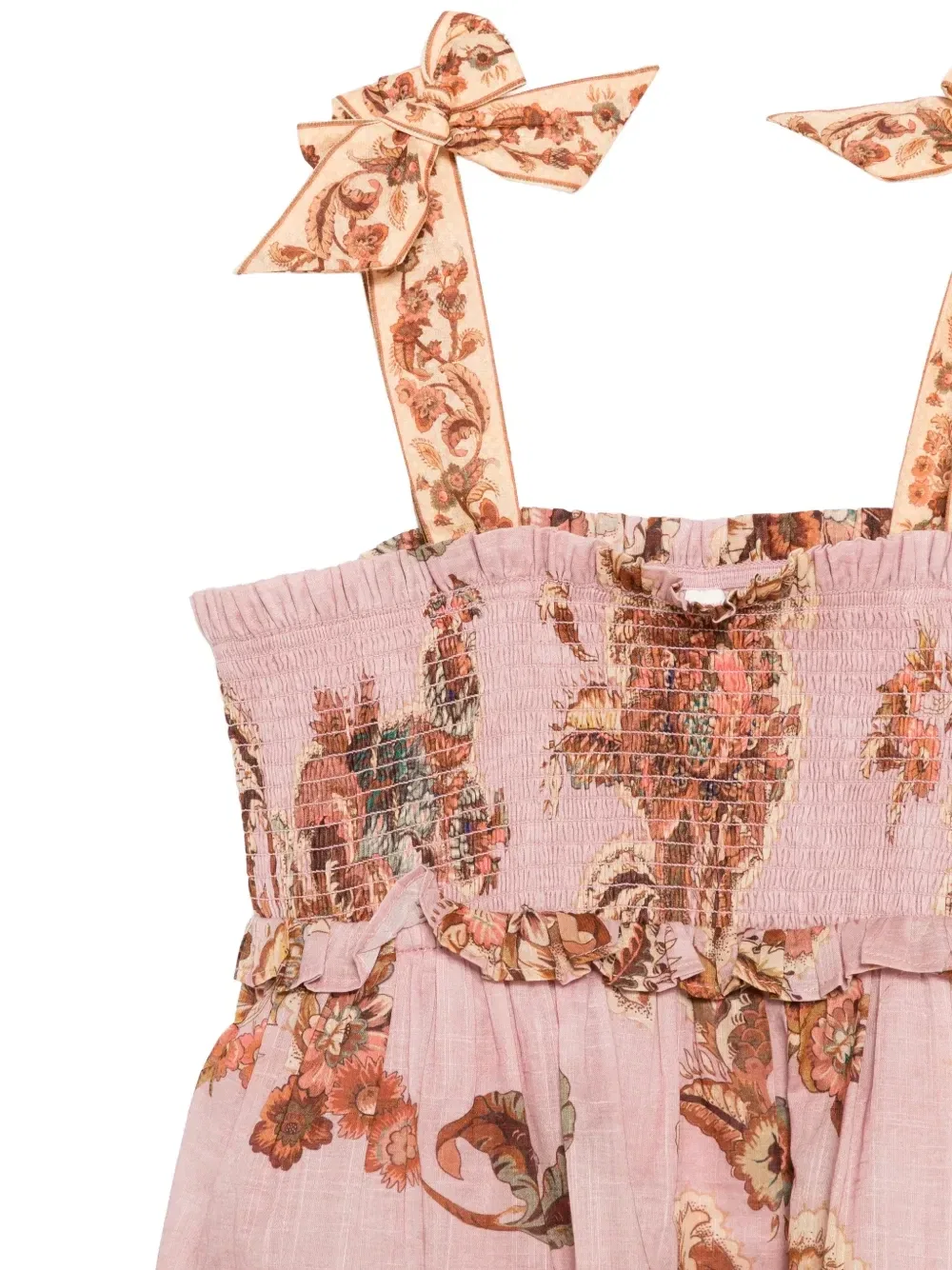 Многоярусное платье с цветочным принтом Zimmermann Kids, розовый — фото 3