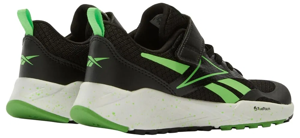 Детские кроссовки для мальчиков с эластичной шнуровкой Energen Run Elastic Lace & Top Strap Reebok, Black Solarlime Ftwrwhite — фото 3
