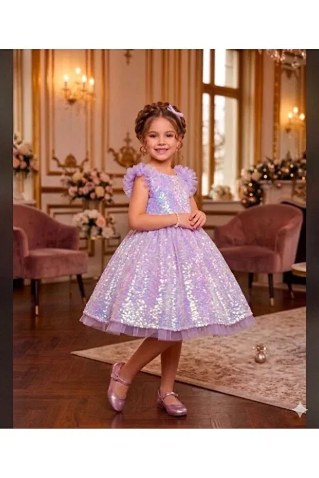 Детское платье для девочек с пайетками Luiva Kids, Lilac