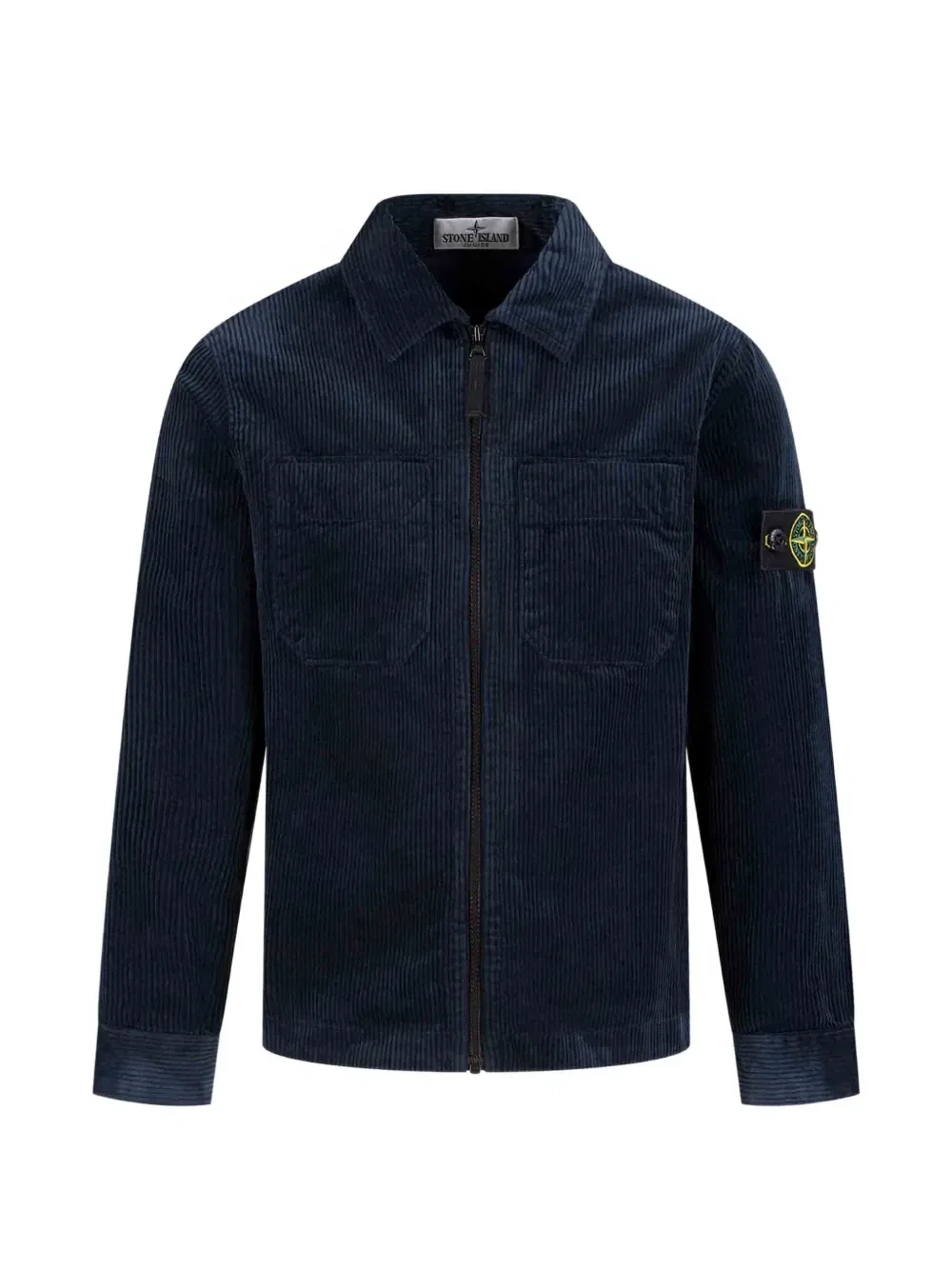 Бомбер из вельвета с нашивкой-логотипом Stone Island Junior, синий