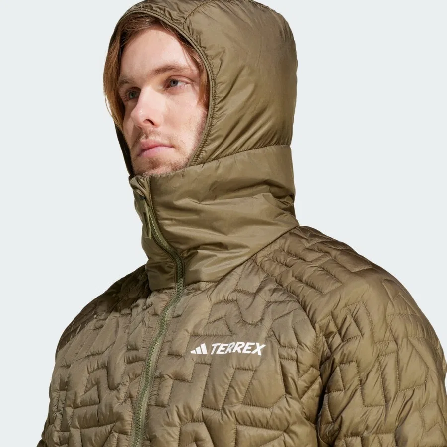 Мужской утепленный пуховик с капюшоном Terrex Xperior PrimaLoft Loose Fill Insulated, adidas, Зеленый — фото 4