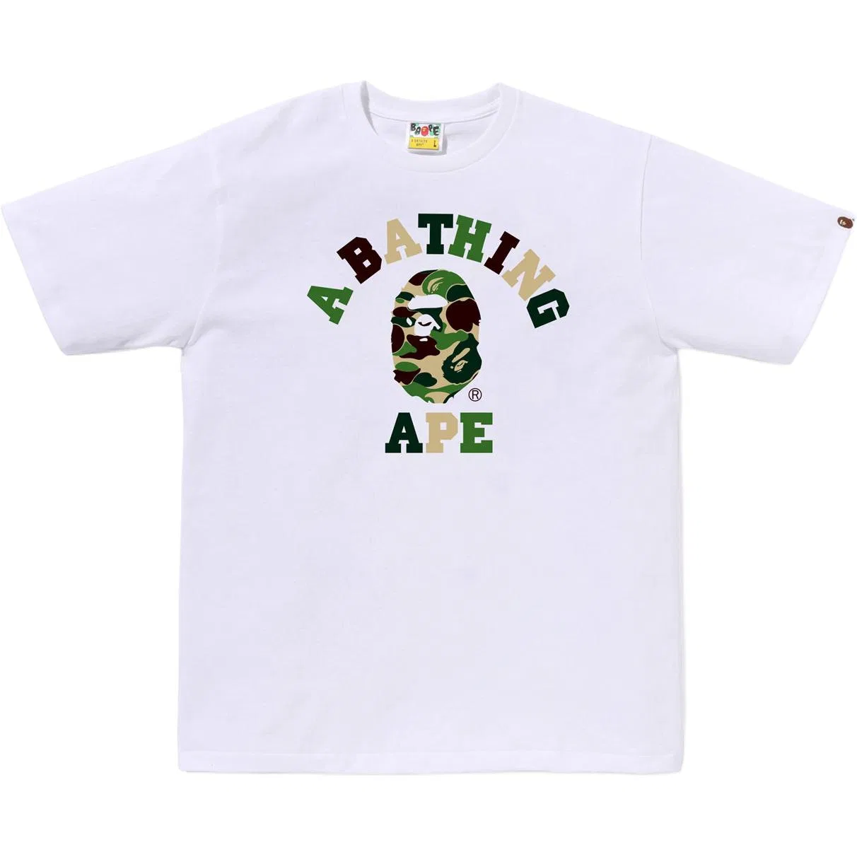 Детская футболка с принтом ABC Camo A BATHING APE, White Green