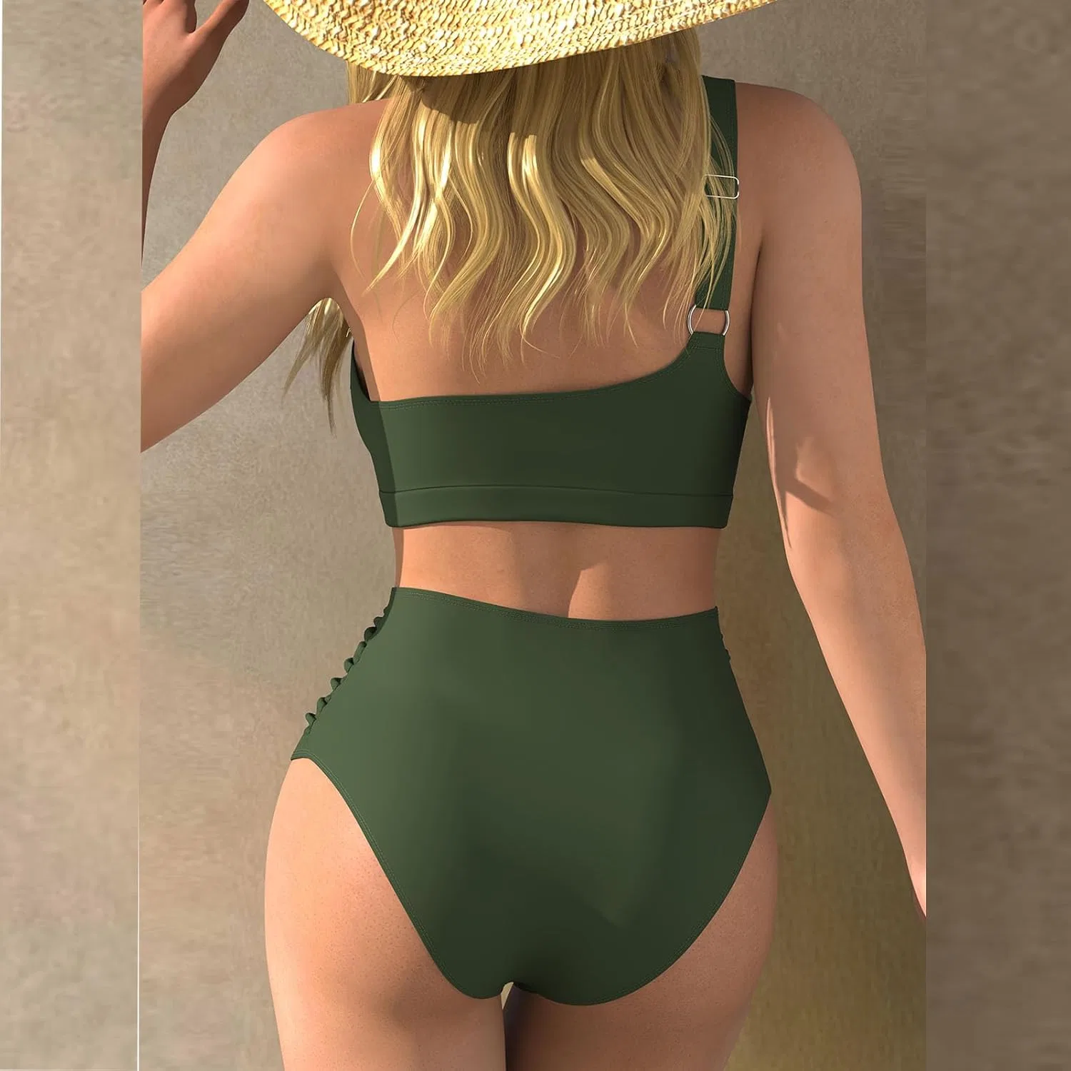 Женский бикини-сет с цветовыми блоками Sporty Cheeky, Army Green — фото 3