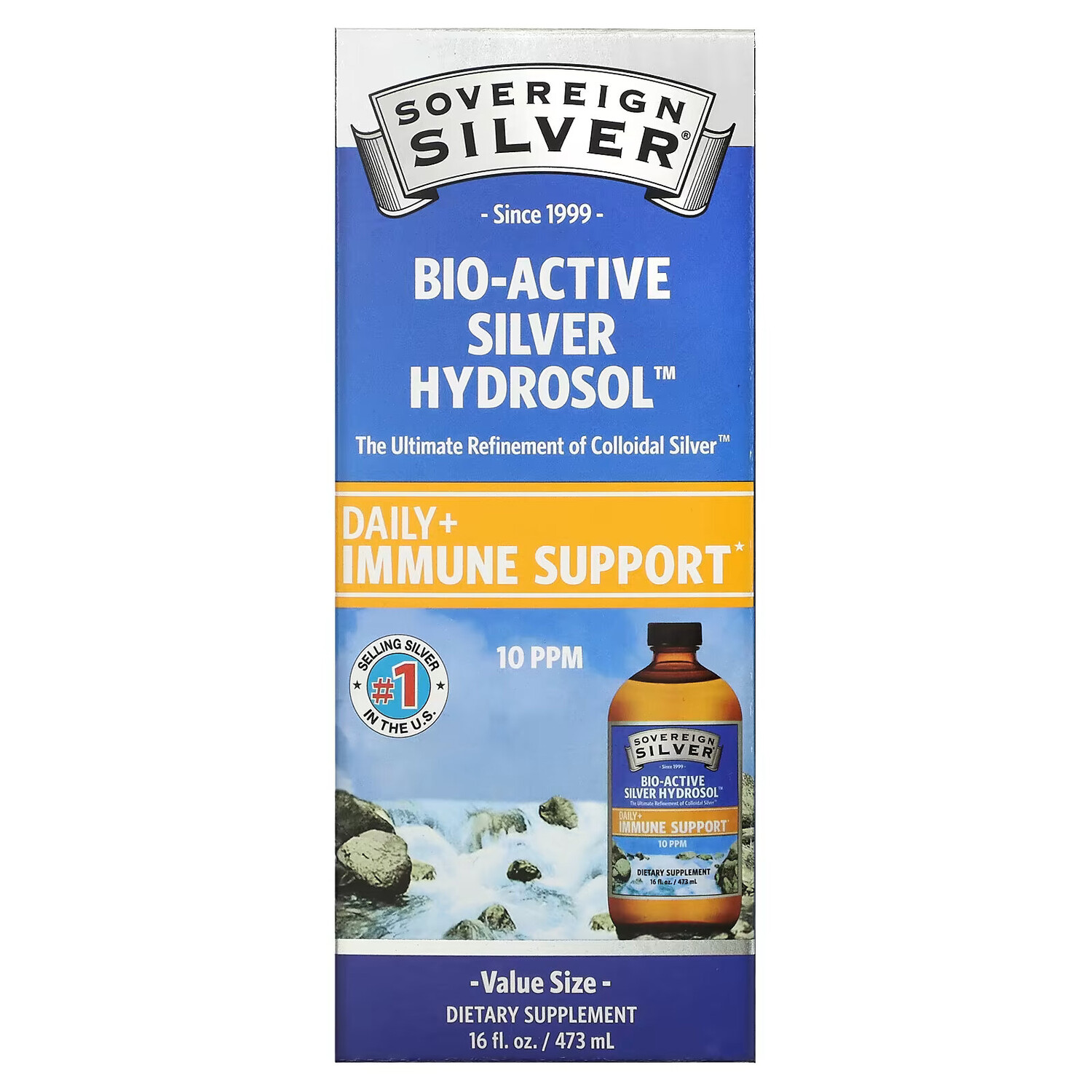 

Sovereign Silver, Bio-Active Silver Hydrosol, 10 мкг/мл, 473 мл (16 жидк. унций)