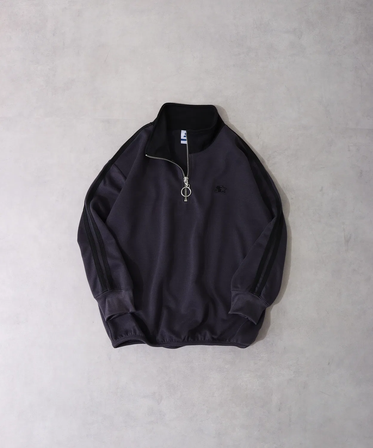 Детский свитшот с полузамком с логотипом STARTER, модель Half Zip Sweatshirt FUNALIVE, Charcoal