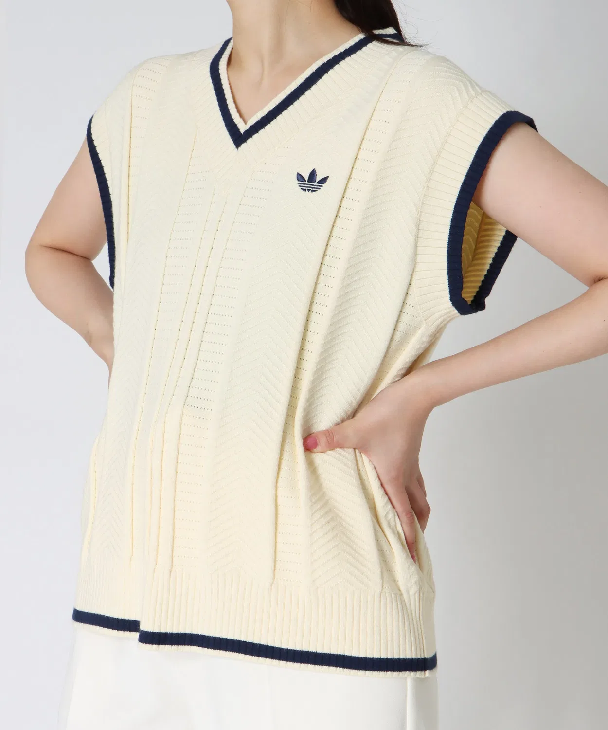Женский кейбл-нитовый жилет без рукавов Adidas Originals, Ivory