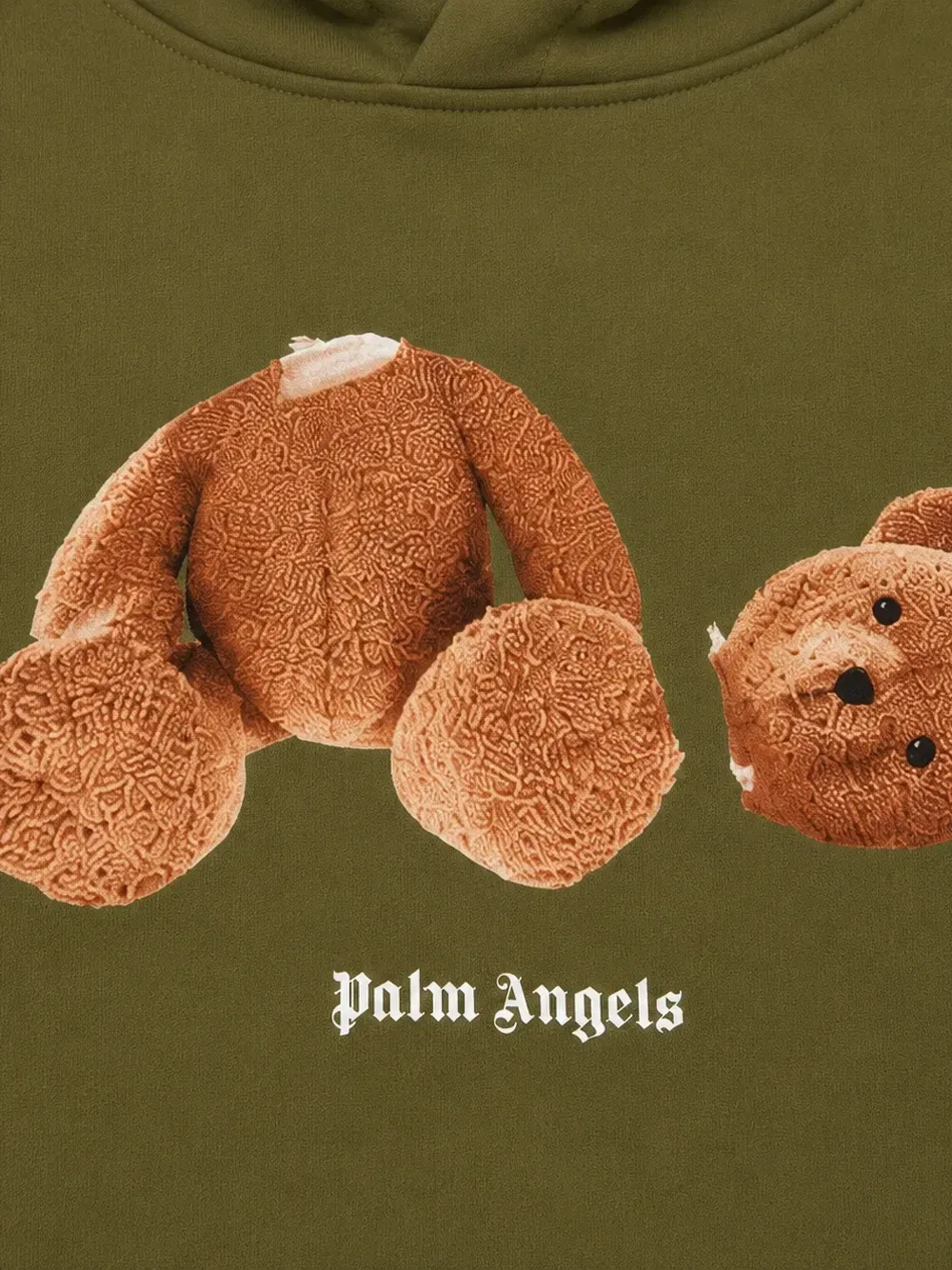 Худи с принтом медведя Palm Angels Kids, зеленый — фото 3
