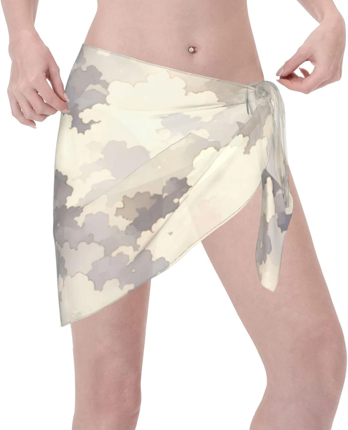Женский пляжный саронг с принтом, 48x140 см, Polyester, Gray and White Tie Dye — фото 3