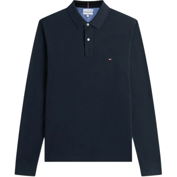 Мужское поло с воротником и прямым кроем Dark Marine Blue DW5 Tommy Hilfiger