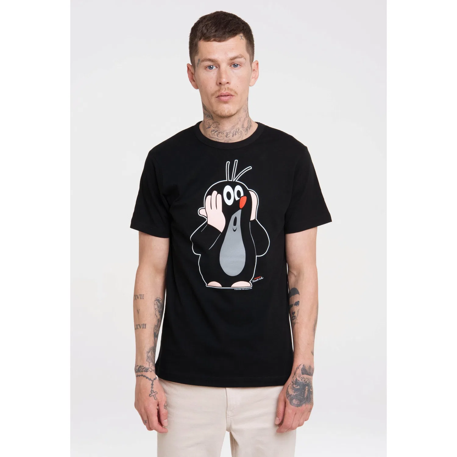Детская хлопковая футболка с принтом Der kleine Maulwurf LOGOSHIRT, Black