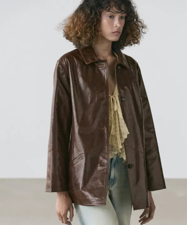 Кожаная куртка с карманами, Massimo Dutti