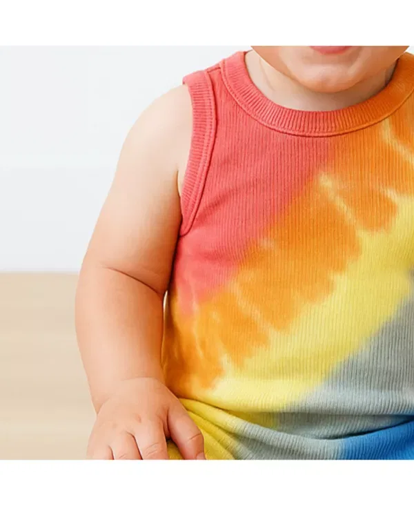 Детский комбинезон-боди с принтом PaigeLauren, Red Rainbow Tie Dye — фото 3