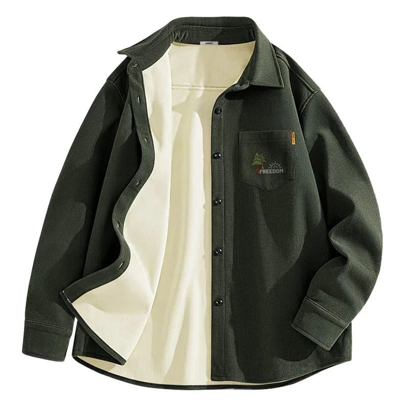 Детская рубашка из вельвета Ma Camping Sticker Chest Logo MINISO, Olive Green