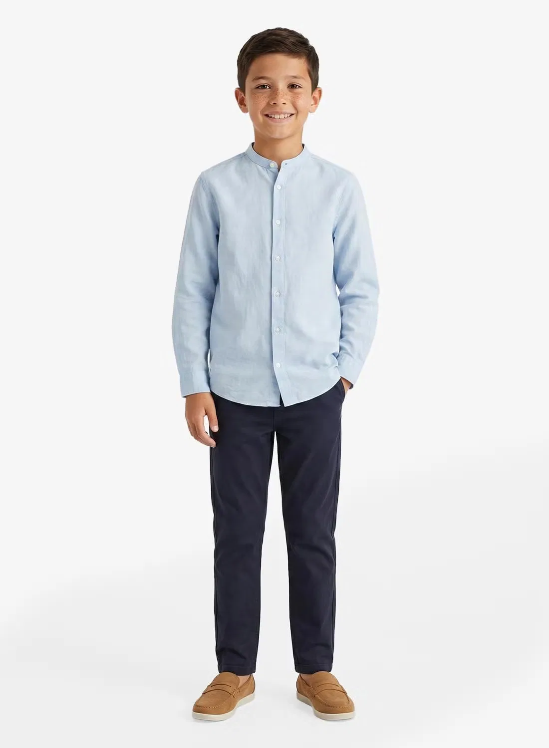 Рубашка классическая с коротким рукавом модель jjebreeze Jack & Jones Junior, голубой
