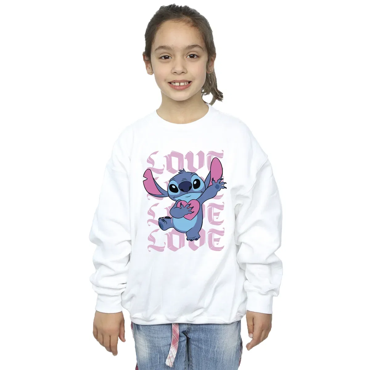 Свитшот с принтом Valentine Love Lilo & Stitch, White