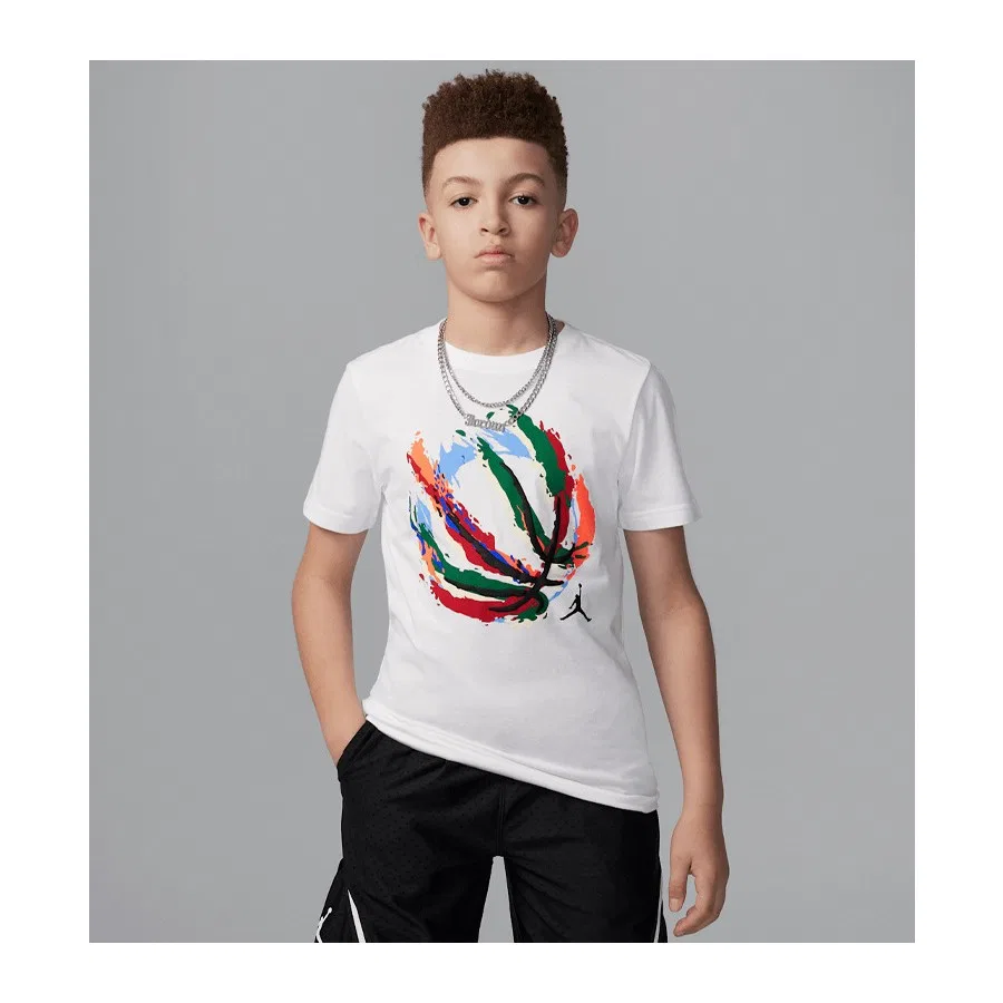 Детская спортивная футболка с принтом Jordan Jdb Bball Fire, Nike, Белый