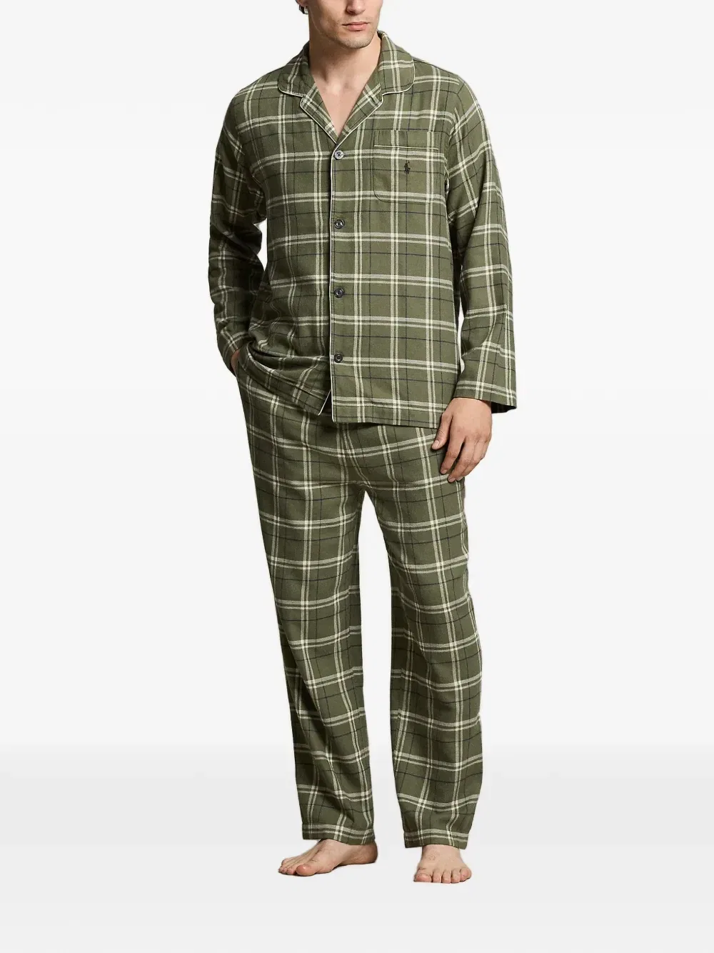Пижамный комплект из фланели в клетку POLO RALPH LAUREN, зеленый — фото 2