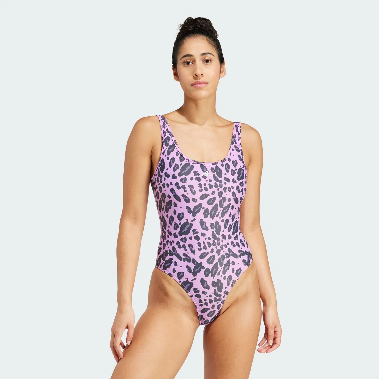 Женский купальник с принтом Essentials Animal Print U-Back Badeanzug Adidas, Violett Weiss