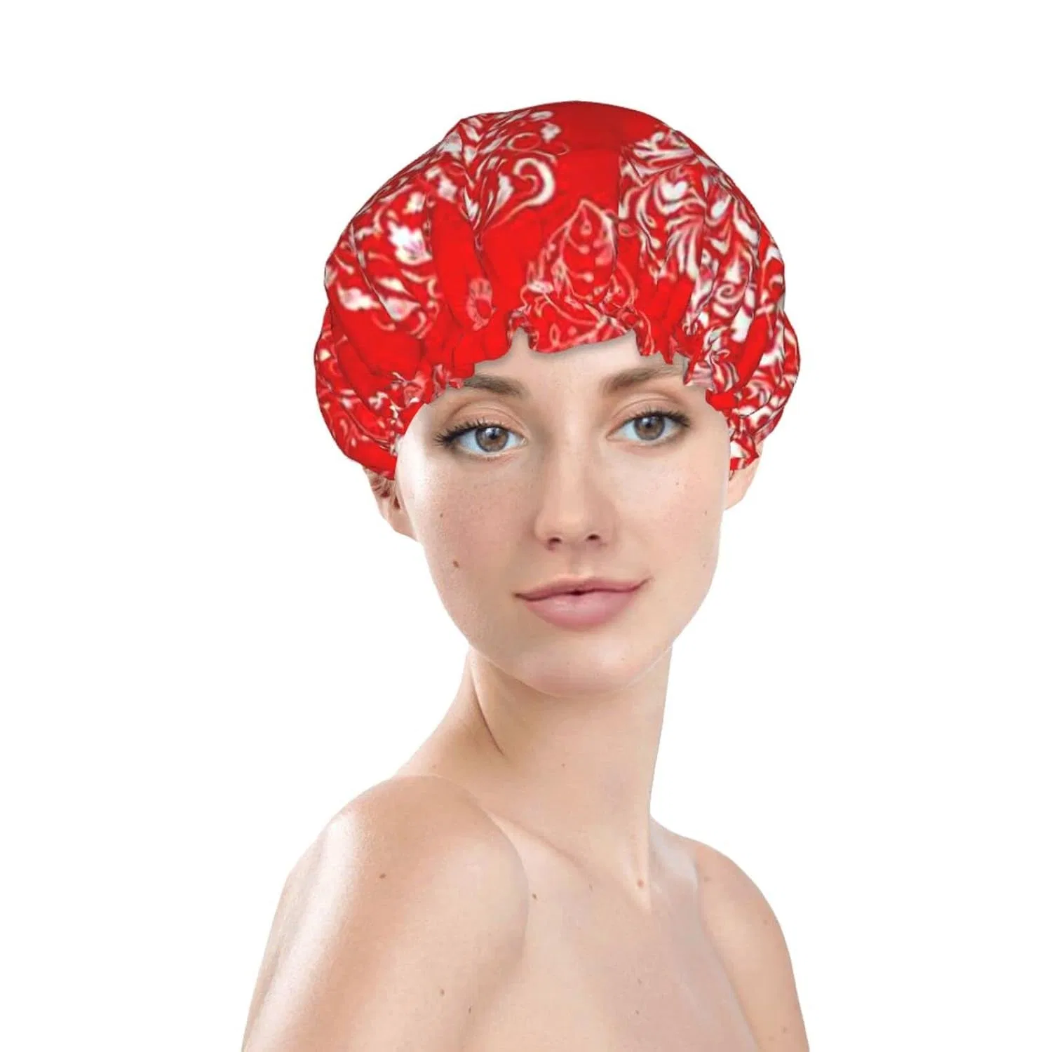 Шапочка для душа Double Layer Waterproof UNIOND, Love Print — фото 3