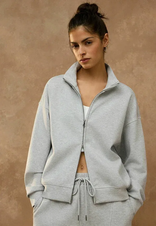 Куртка с воротником-стойкой Regular fit - soft scuba zip through jacket Next, серый — фото 2