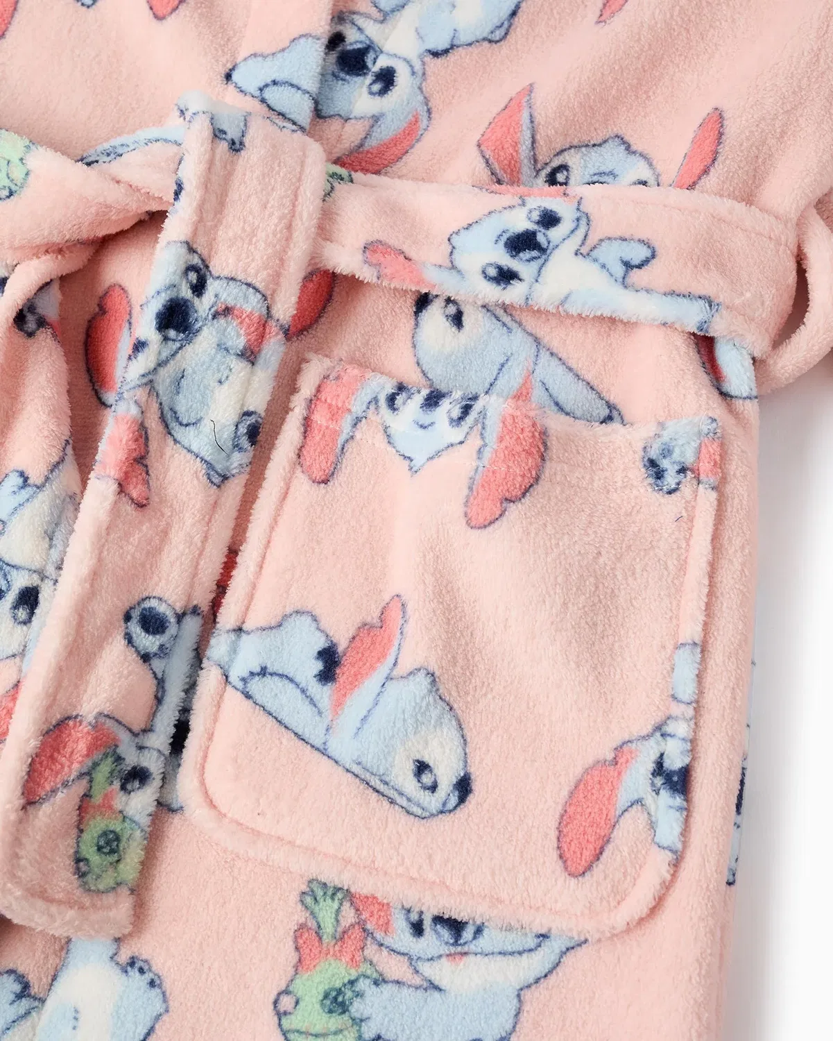Детский халат для девочек с капюшоном с принтом Stitch Zippy, Coral — фото 4