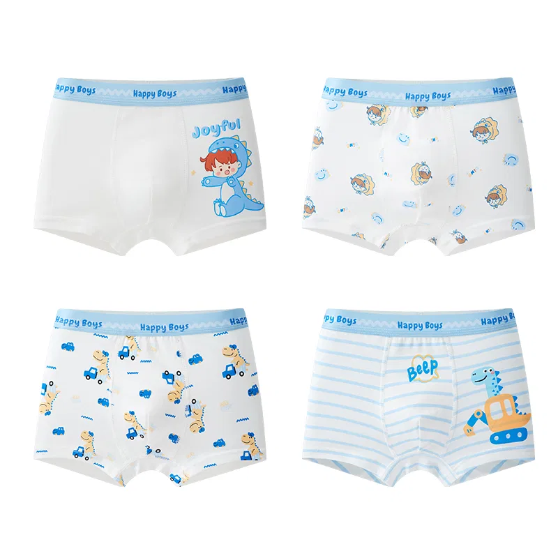 Детские трусы 4 штуки Red Bean, White+Off White+Light Blue+Sky Blue