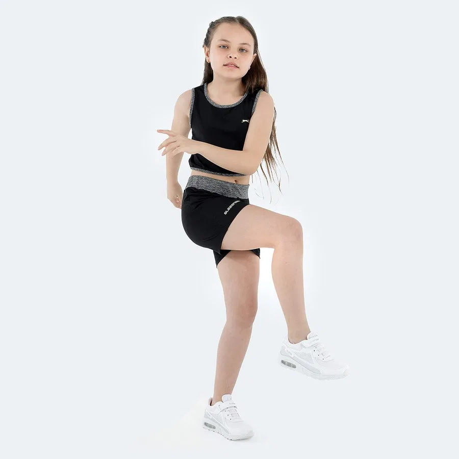 Комплект спортивной одежды для девочек с принтом и логотипом DESTA IN Slazenger, Черный